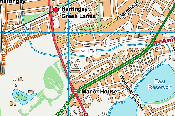 N4 1FN map - OS VectorMap District (Ordnance Survey)