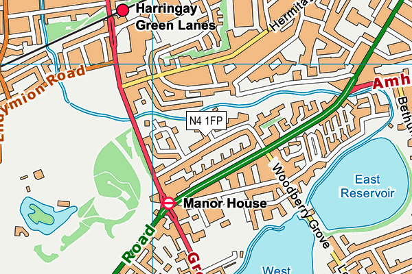 N4 1FP map - OS VectorMap District (Ordnance Survey)