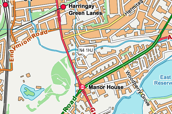 N4 1HJ map - OS VectorMap District (Ordnance Survey)