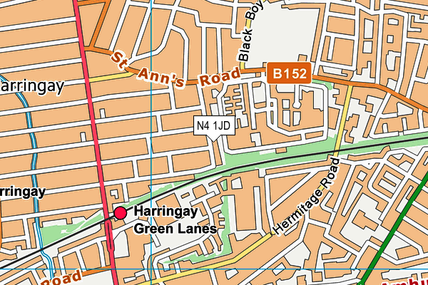 N4 1JD map - OS VectorMap District (Ordnance Survey)