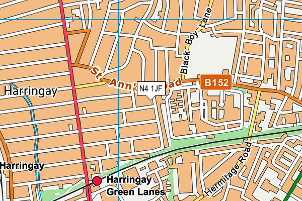 N4 1JF map - OS VectorMap District (Ordnance Survey)