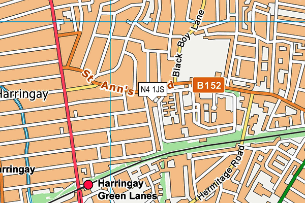 N4 1JS map - OS VectorMap District (Ordnance Survey)