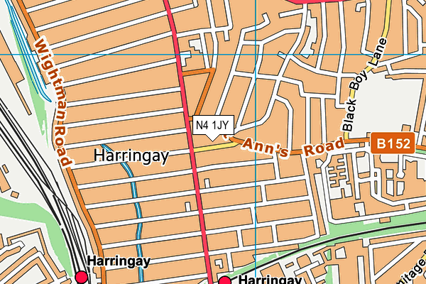 N4 1JY map - OS VectorMap District (Ordnance Survey)