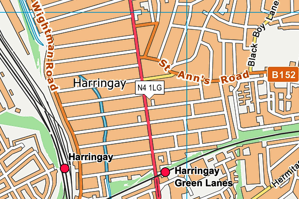 N4 1LG map - OS VectorMap District (Ordnance Survey)