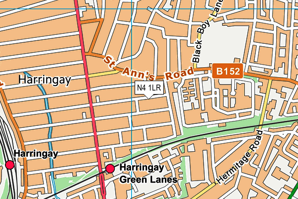 N4 1LR map - OS VectorMap District (Ordnance Survey)