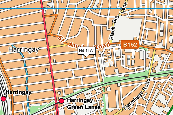 N4 1LW map - OS VectorMap District (Ordnance Survey)