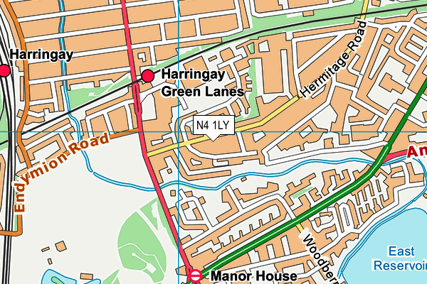 N4 1LY map - OS VectorMap District (Ordnance Survey)