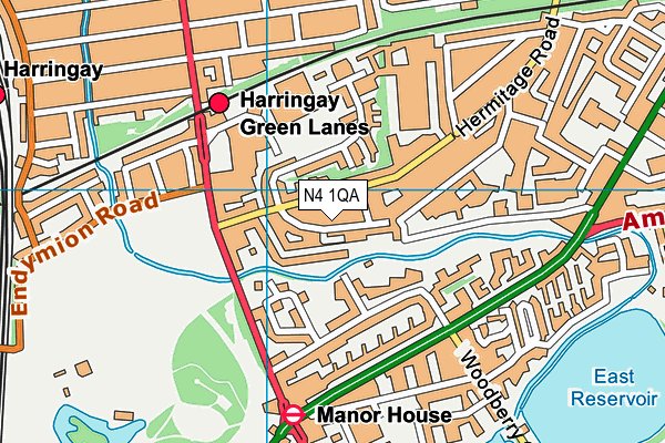 N4 1QA map - OS VectorMap District (Ordnance Survey)