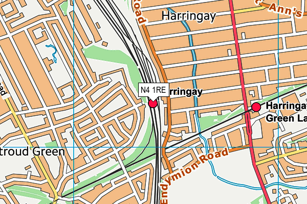 N4 1RE map - OS VectorMap District (Ordnance Survey)