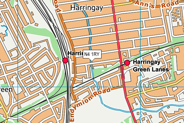 N4 1RY map - OS VectorMap District (Ordnance Survey)