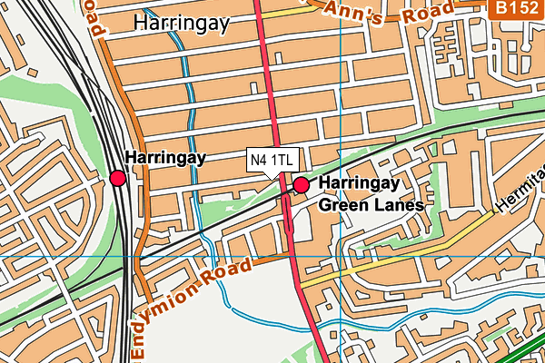 N4 1TL map - OS VectorMap District (Ordnance Survey)