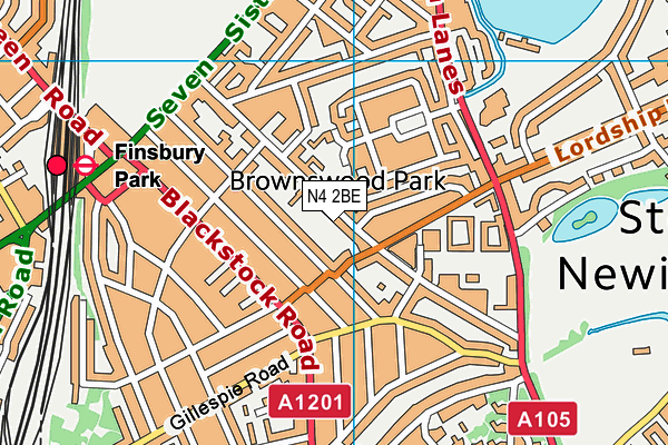 N4 2BE map - OS VectorMap District (Ordnance Survey)