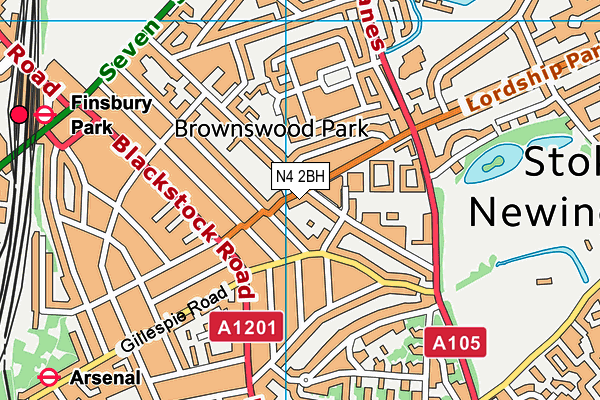 N4 2BH map - OS VectorMap District (Ordnance Survey)