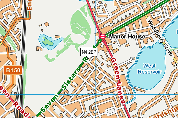 N4 2EP map - OS VectorMap District (Ordnance Survey)