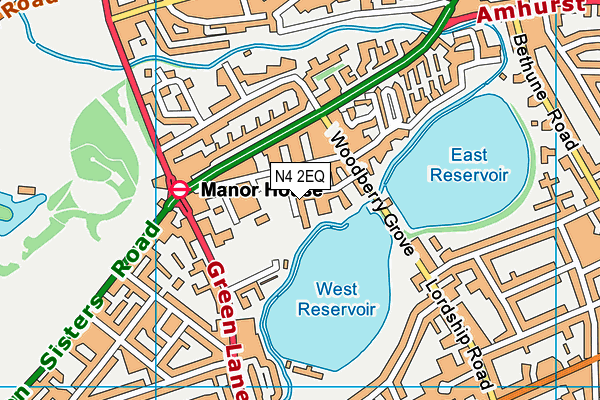 N4 2EQ map - OS VectorMap District (Ordnance Survey)