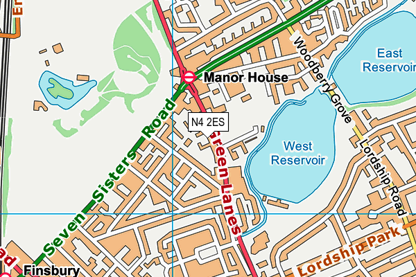 N4 2ES map - OS VectorMap District (Ordnance Survey)