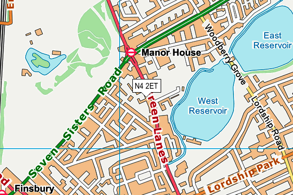 N4 2ET map - OS VectorMap District (Ordnance Survey)