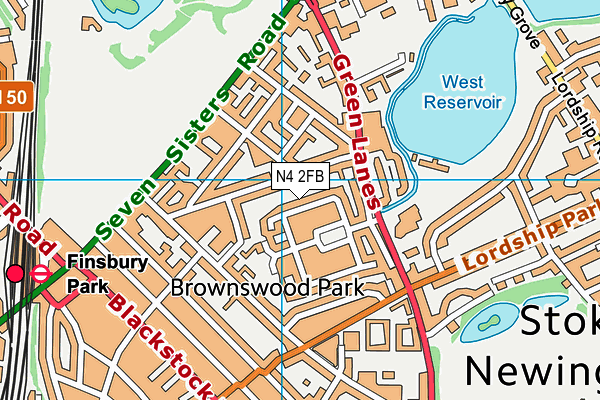 N4 2FB map - OS VectorMap District (Ordnance Survey)