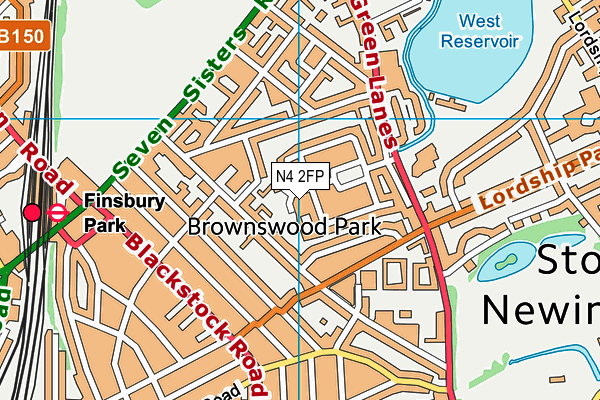 N4 2FP map - OS VectorMap District (Ordnance Survey)