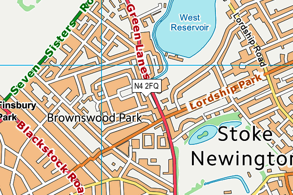 N4 2FQ map - OS VectorMap District (Ordnance Survey)