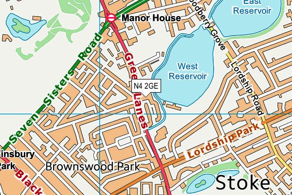 N4 2GE map - OS VectorMap District (Ordnance Survey)