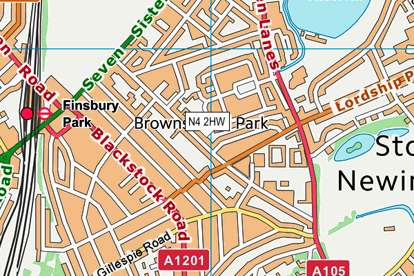 N4 2HW map - OS VectorMap District (Ordnance Survey)