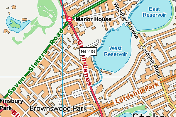 N4 2JG map - OS VectorMap District (Ordnance Survey)