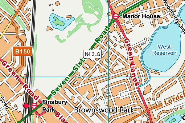 N4 2LG map - OS VectorMap District (Ordnance Survey)