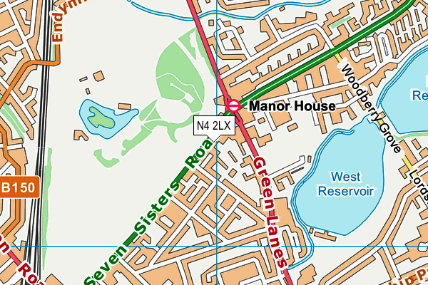 N4 2LX map - OS VectorMap District (Ordnance Survey)