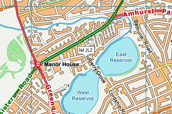 N4 2LZ map - OS VectorMap District (Ordnance Survey)