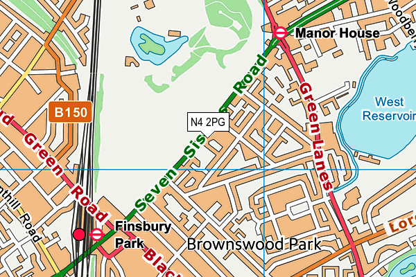 Finsbury Park map (N4 2PG) - OS VectorMap District (Ordnance Survey)