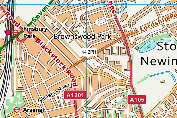 N4 2PH map - OS VectorMap District (Ordnance Survey)