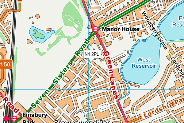 N4 2PU map - OS VectorMap District (Ordnance Survey)