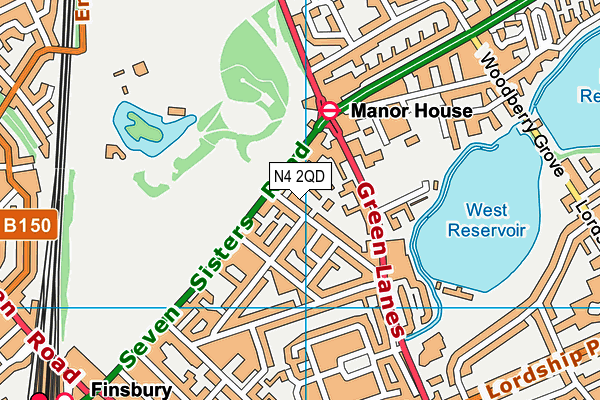 N4 2QD map - OS VectorMap District (Ordnance Survey)