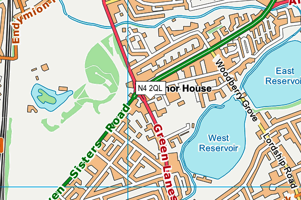 N4 2QL map - OS VectorMap District (Ordnance Survey)