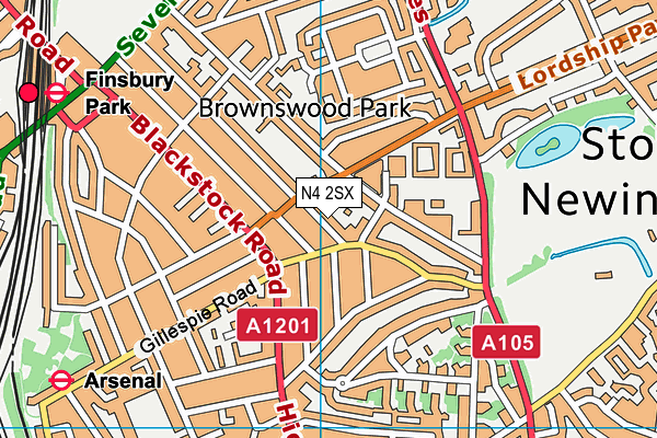 N4 2SX map - OS VectorMap District (Ordnance Survey)