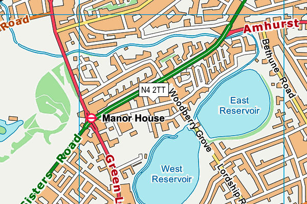 N4 2TT map - OS VectorMap District (Ordnance Survey)