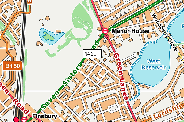 N4 2UT map - OS VectorMap District (Ordnance Survey)