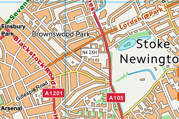 N4 2XH map - OS VectorMap District (Ordnance Survey)