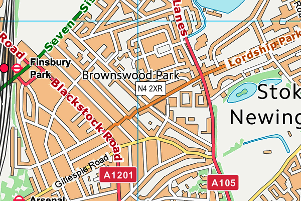 N4 2XR map - OS VectorMap District (Ordnance Survey)