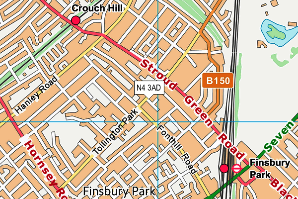 N4 3AD map - OS VectorMap District (Ordnance Survey)