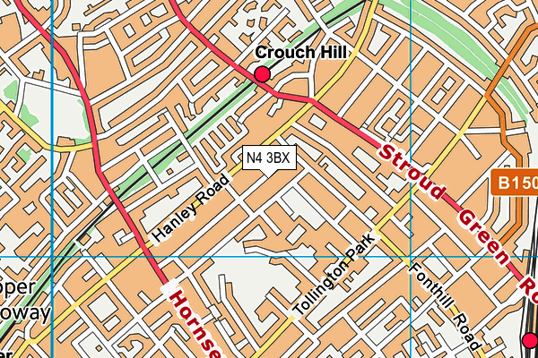 N4 3BX map - OS VectorMap District (Ordnance Survey)