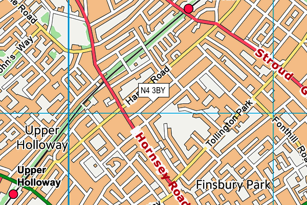 N4 3BY map - OS VectorMap District (Ordnance Survey)
