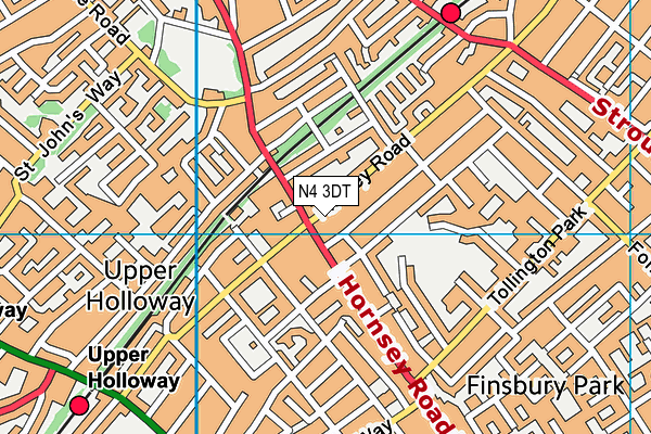 N4 3DT map - OS VectorMap District (Ordnance Survey)