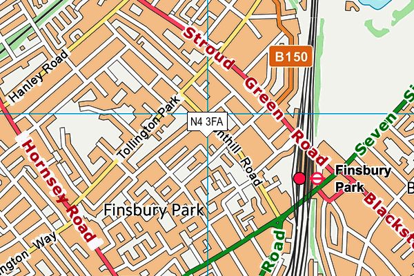 N4 3FA map - OS VectorMap District (Ordnance Survey)