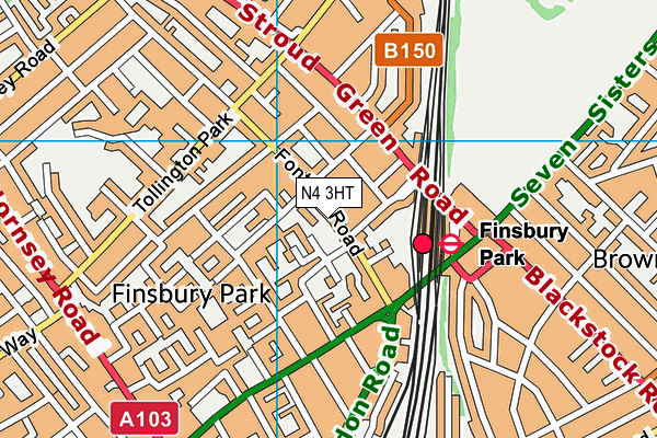 N4 3HT map - OS VectorMap District (Ordnance Survey)