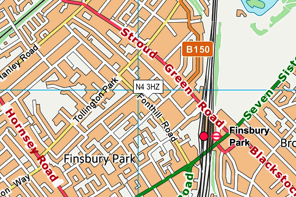 N4 3HZ map - OS VectorMap District (Ordnance Survey)