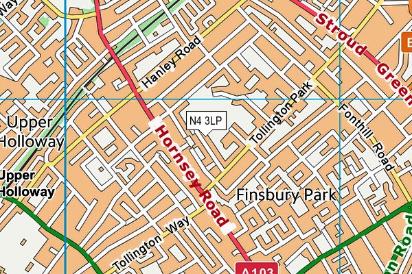N4 3LP map - OS VectorMap District (Ordnance Survey)