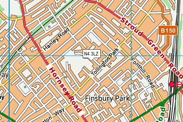 N4 3LZ map - OS VectorMap District (Ordnance Survey)