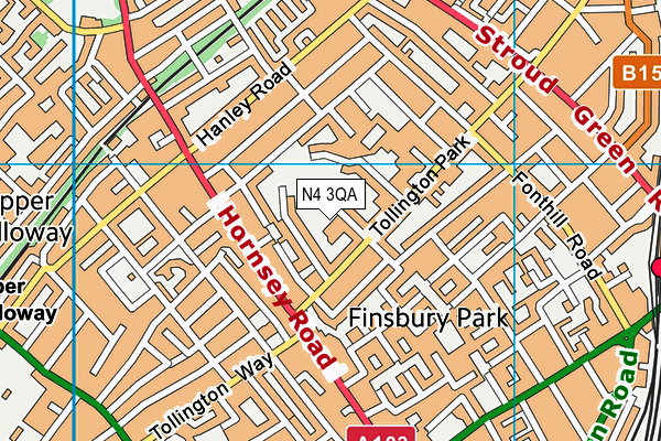 N4 3QA map - OS VectorMap District (Ordnance Survey)